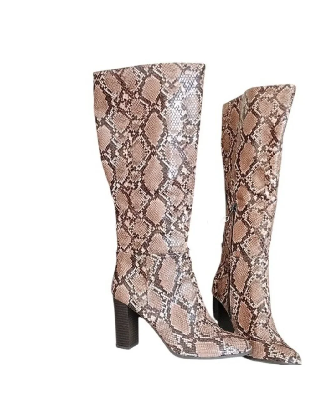 a new day Snakeskin print Brandee Knee High Heeled Fashion Boots, size 8
